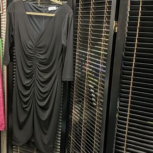 Calvin Klein little black ruched dress 8